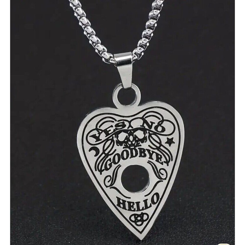Stainless Steel Ouija Planchette Pendant Chain Necklace Halloween Gothic
